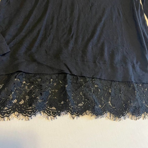 Vince Camuto Black Long sleeve lace trim bottom tunic M - Picture 3 of 11